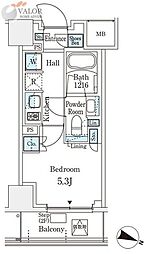 PARKAXIS横浜阪東橋 1Kの間取図画像