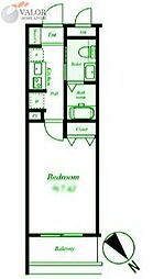 ライジングプレイス桜木町二番館 1Kの間取図画像