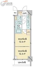 ドゥーエ新横浜 2Kの間取図画像