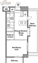 レジディア武蔵小杉 1Kの間取図画像