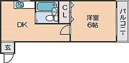 マーメイド23 1DKの間取図画像