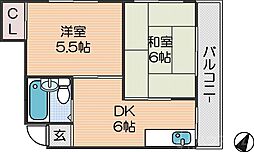 マルタマハイツ 2DKの間取図画像