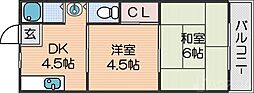 リアライズ北加賀屋 2DKの間取図画像