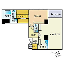 RLIVKusagae 1LDKの間取図画像