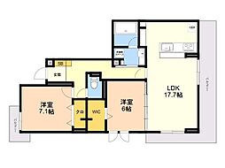 Sinfaria六本松 2LDKの間取図画像