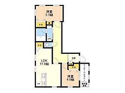 福岡市中央区鳥飼1丁目マンション 2SLDKの間取図画像