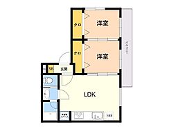クロノス大濠 2LDKの間取図画像