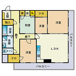 大濠エクセル 3SLDKの間取図画像