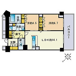 ザ・パークハウス福岡タワーズEAST 2LDKの間取図画像