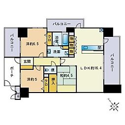サーパス赤坂マスターズビュー 3LDKの間取図画像