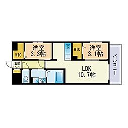 BLUECROSS西公園 2LDKの間取図画像
