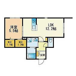 Villaggioalto西公園 1LDKの間取図画像