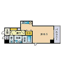 パークスクエア大濠 ワンルームの間取図画像