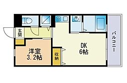 リード桜坂 1DKの間取図画像