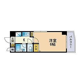 メゾンクレール大濠 1Kの間取図画像