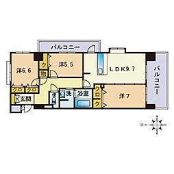ヘスティア大濠 3LDKの間取図画像
