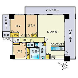 サンメゾン大濠公園エルド 3LDKの間取図画像