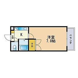 ハッピネス大濠 1Kの間取図画像