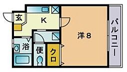 ヒルズ大濠館2 1Kの間取図画像