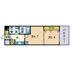 F.PARC西新 2Kの間取図画像