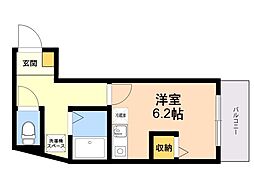 リック六本松 ワンルームの間取図画像