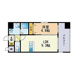 BUENAVISTAOHORIPARK 1LDKの間取図画像