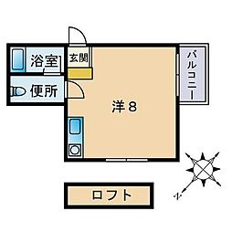 コーポシャンテ ワンルームの間取図画像