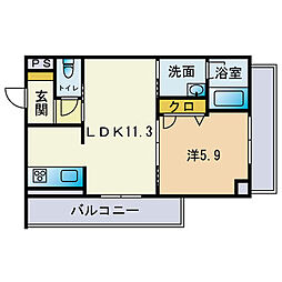 シャーメゾン六本松ヒルズ 1LDKの間取図画像
