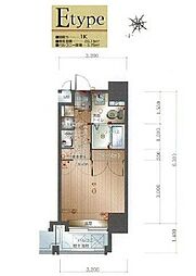 ダイナコートエスタディオ大濠公園 1Kの間取図画像
