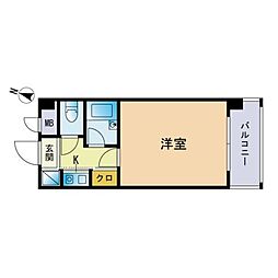 ピュアドームレジデンテ大濠 1Kの間取図画像