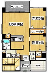 大濠パークサイドレジデンス 2LDKの間取図画像