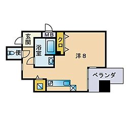 リード桜坂 1Kの間取図画像
