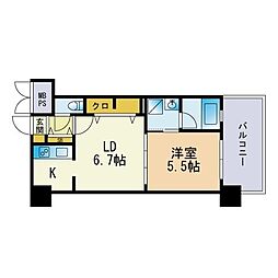 エンクレスト大手門3 3階2Kの間取り