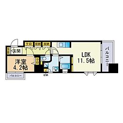 ディー・ウイングタワー 1LDKの間取図画像