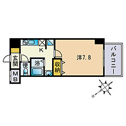 スカイハウス天神東 1Kの間取図画像