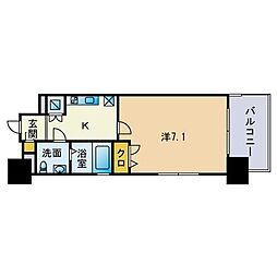 アーバンフラッツ天神東2 1Kの間取図画像