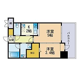 エンクレスト舞鶴2 2Kの間取図画像