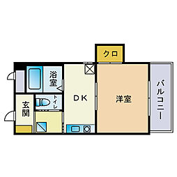第2土肥ビル 1DKの間取図画像