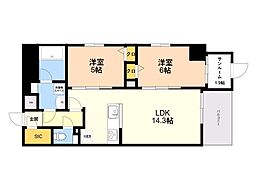 Odaki Bldg OTEMON 2SLDKの間取図画像