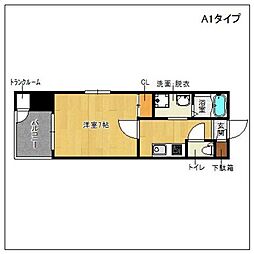 サヴォイ天神スクワイヤー 1Kの間取図画像