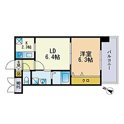 レジディア天神 1LDKの間取図画像