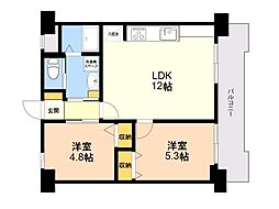 ダイアパレス大手門 2LDKの間取図画像