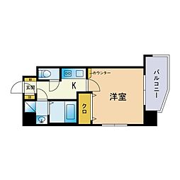 エンクレスト赤坂 1Kの間取図画像