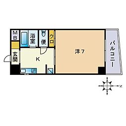 インペリアル舞鶴 1Kの間取図画像