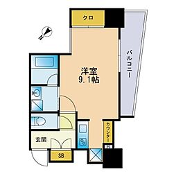 アソシアグロッツォ天神ミッドシティ 1Kの間取図画像