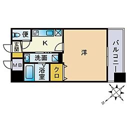 DSTOWER大博通り 1Kの間取図画像