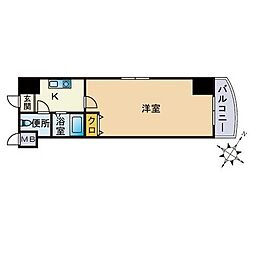 アリビオ天神東 1Kの間取図画像