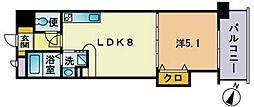 グランディール三和大名 1LDKの間取図画像