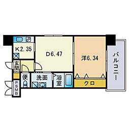レジディア天神 1LDKの間取図画像