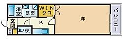 リファレンス天神 1Kの間取図画像
